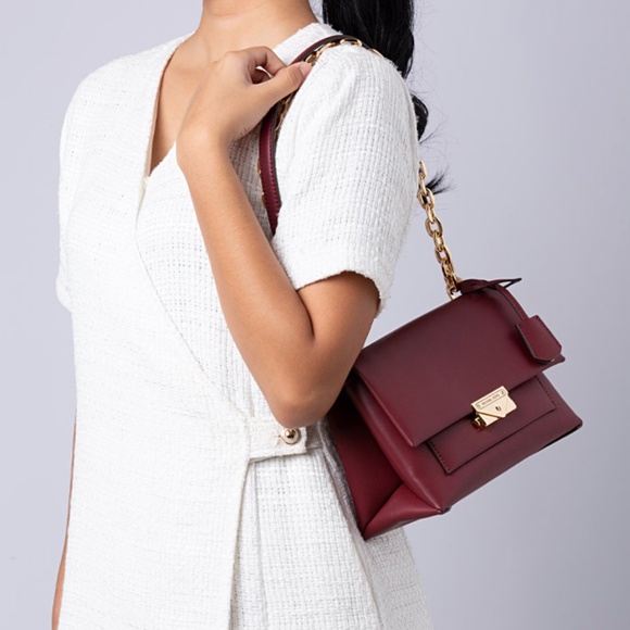 MICHAEL KORS CECE MEDIUM FLAP POCKET SHOULDER CROSSBODY BAG DARK CHERRY - Picture 2 of 6